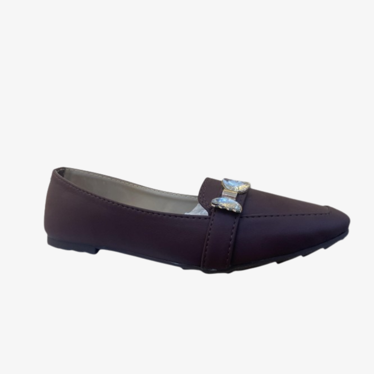Women’s Dark Brown Loafer – Crystal Buckle