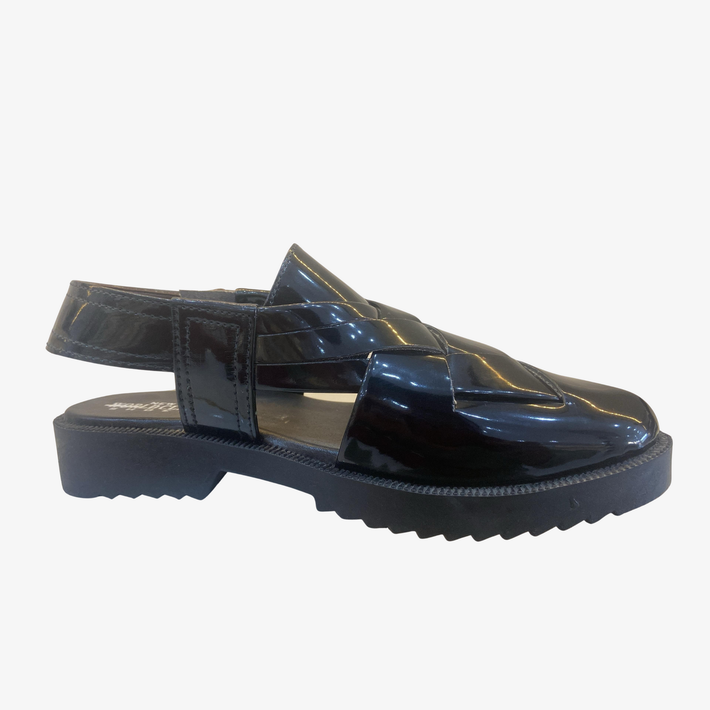Glossy Black Woven Peshawari Chappal