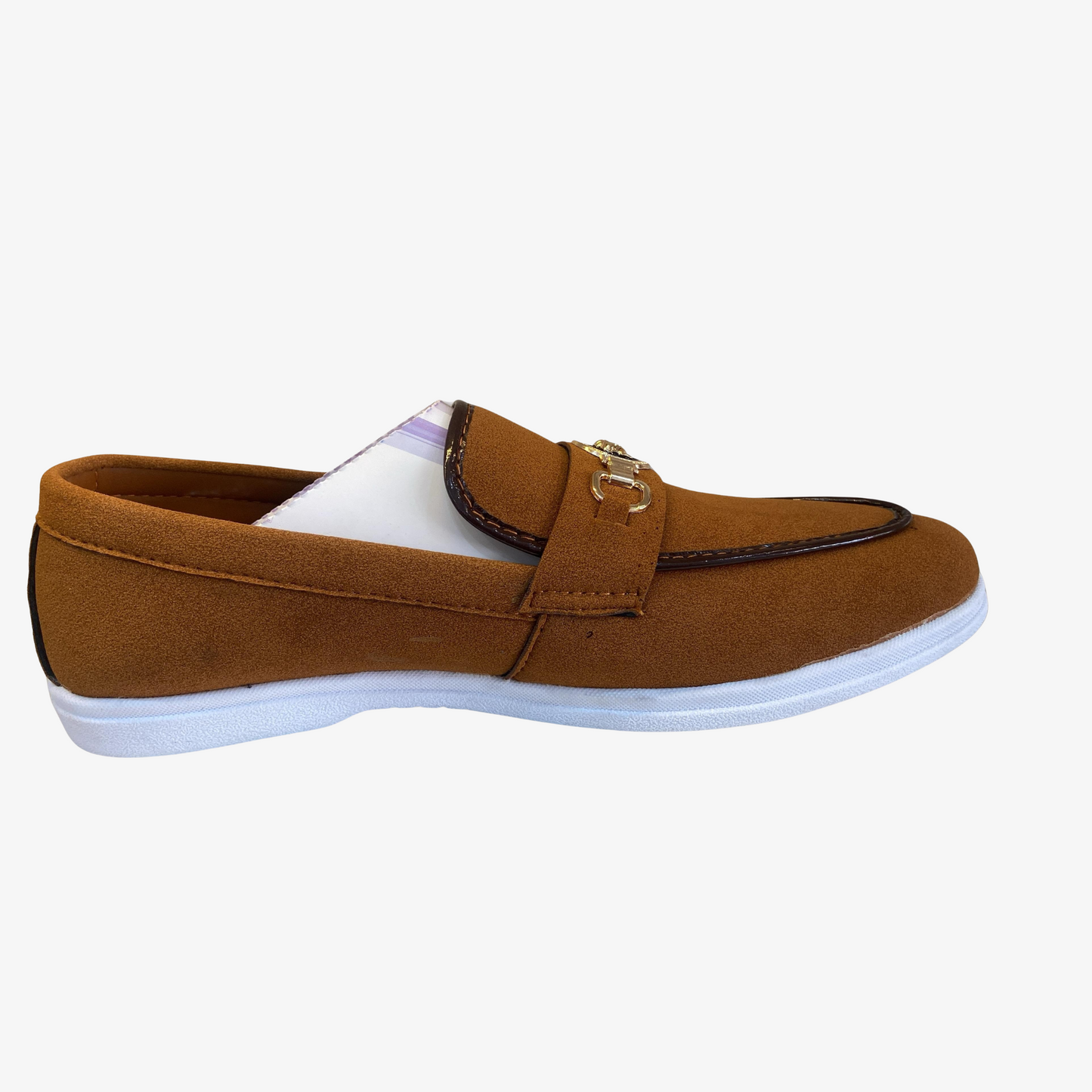 Men’s Brown Suede Bit Loafer – White Sole