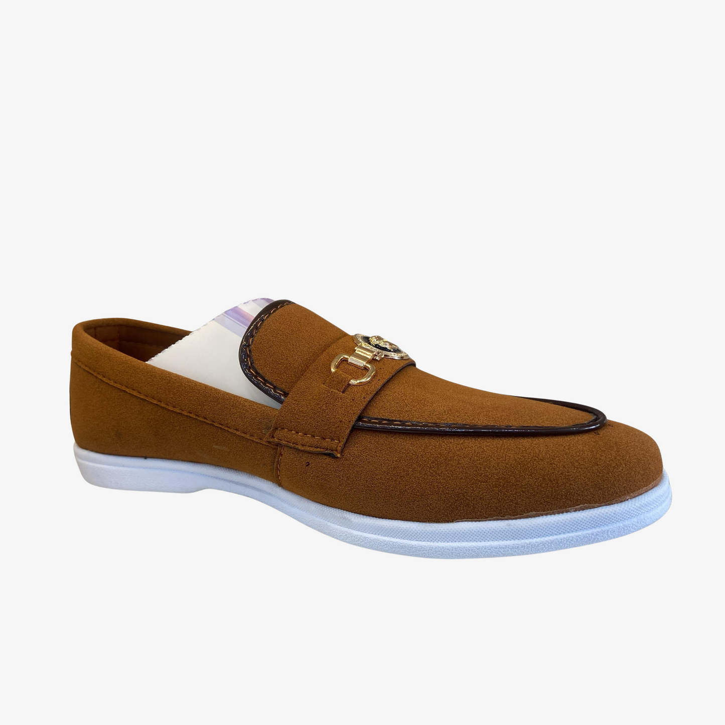 Men’s Brown Suede Bit Loafer – White Sole