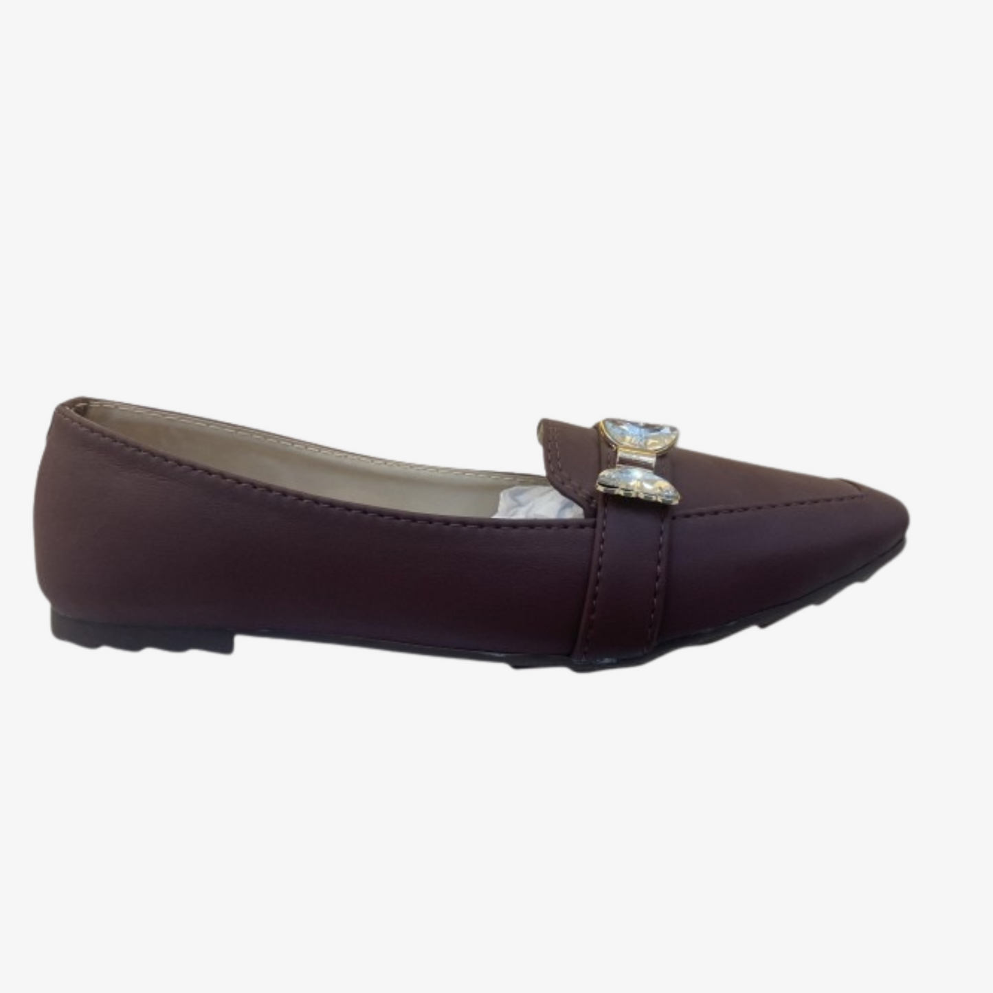 Women’s Dark Brown Loafer – Crystal Buckle
