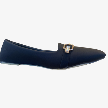 Women’s Black Loafer – Crystal Buckle