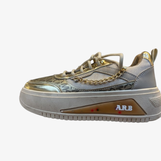 Beige Platform Sneaker with Gold Chain – Women’s Fashion Chunky Sneaker