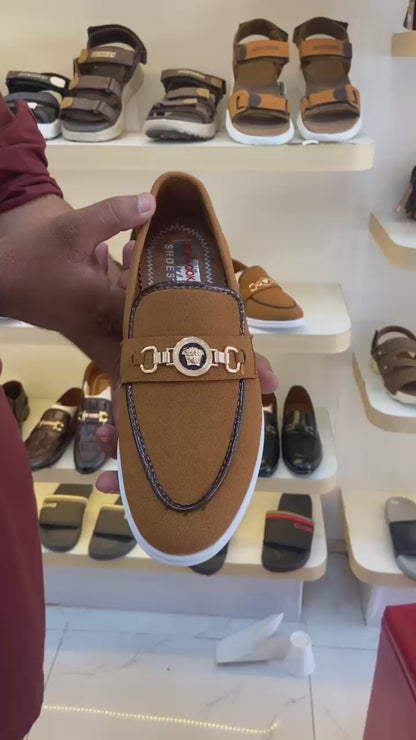 Men’s Brown Suede Bit Loafer – White Sole